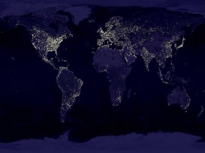 Lichthinderkaart van de wereld